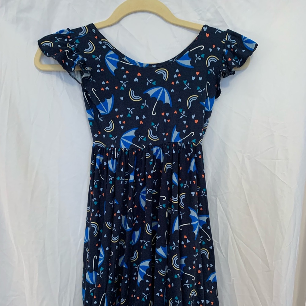 Blue Umbrella Print Dot Dot Smile Dress Size 7
